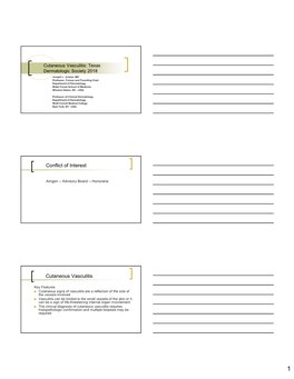 Conflict of Interest Cutaneous Vasculitis