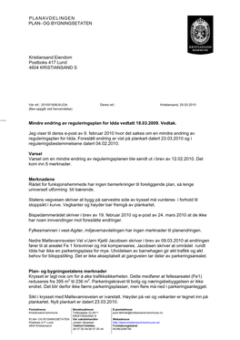 PLANAVDELINGEN PLAN- OG BYGNINGSETATEN Kristiansand