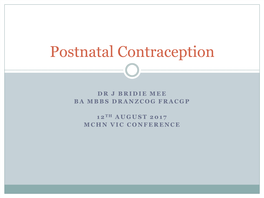 Postpartum Contraception