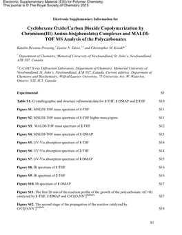 Cyclohexene Oxide/Carbon Dioxide Copolymerization by Chromium(III) Amino-Bis(Phenolato) Complexes and MALDI- TOF MS Analysis of the Polycarbonates