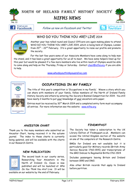 NIFHS NEWS No. 13 Feb 2014