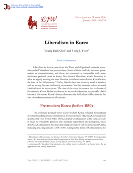 Liberalism in Korea · Econ Journal Watch : Liberalism,Authoritarianism