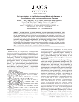 An Investigation of the Mechanisms of Electronic Sensing of Protein Adsorption on Carbon Nanotube Devices Robert J