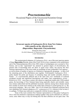 Seven New Species of Cyphogastra DEYR. from New Guinea with Remarks on the Albertisi-Circle (Buprestidae: Buprestini: Chrysochroina) Roman B