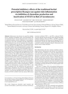 Potential Inhibitory Effects of the Traditional Herbal Prescription