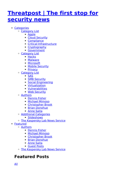 Threatpost | the First Stop for Security News