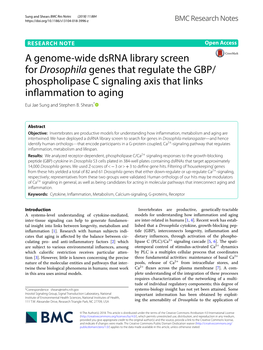 A Genome-Wide Dsrna Library Screen for Drosophila Genes That Regulate