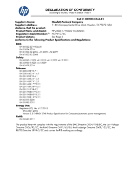 DECLARATION of CONFORMITY According to ISO/IEC 17050-1 and EN 17050-1