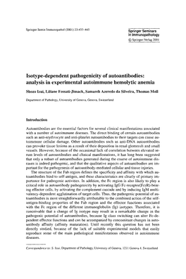 Isotype-Dependent Pathogenicity of Autoantibodies: Analysis in Experimental Autoimmune Hemolytic Anemia