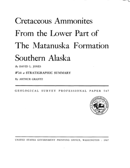 Cretaceous Ammonites from the Lower Part of the Matanuska Formation Southern Alaska