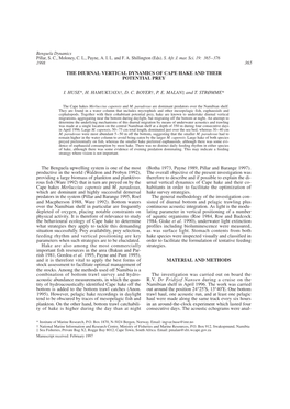 The Benguela Upwelling System Is One of the Most (Botha 1973, Payne 1989, Pillar and Barange 1997)