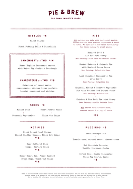 Pie & Brew Menu