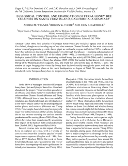 Biological Control and Eradication of Feral Honey Bee Colonies on Santa Cruz Island, California: a Summary