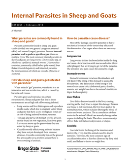 Internal Parasites in Sheep and Goats