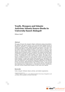 Youth, Mosques and Islamic Activism: Islamic Source Books in University-Based Halaqah1