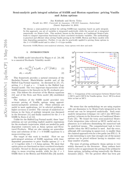 Arxiv:1605.00307V1 [Q-Fin.CP] 1 May 2016 Arteei H Etnadshoe-H 2]Models