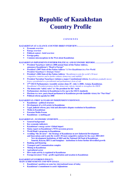 Republic of Kazakhstan Country Profile