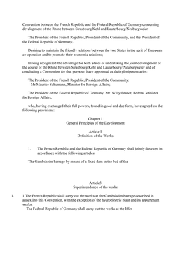 Convention Between the French Republic and the Federal Republic of Germany Concerning Development of the Rhine Between Strasbourg/Kehl and Lauterbourg/Neuburgweier