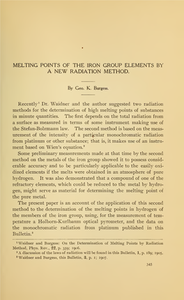 Melting Points of the Iron Group Elements by a New Radiation Method