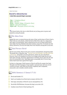 1 the Main Point 2 Saul Pursues David 3 Bible Summary (1 Samuel