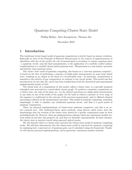 Quantum Computing Cluster State Model