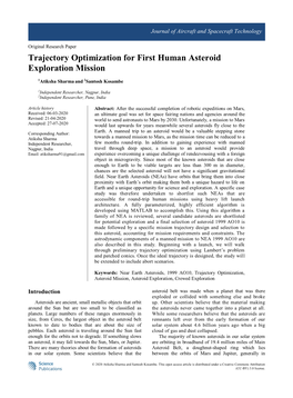 Trajectory Optimization for First Human Asteroid Exploration Mission