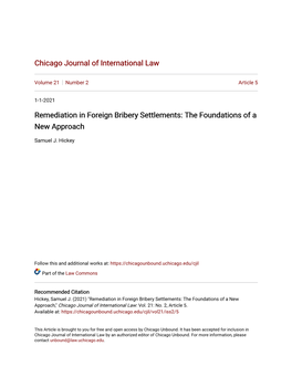 Remediation in Foreign Bribery Settlements: the Foundations of a New Approach