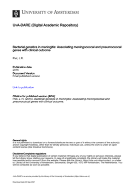 Bacterial Genetics in Meningitis: Associating Meningococcal and Pneumococcal Genes with Clinical Outcome