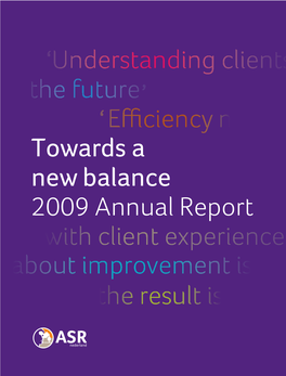 Towards a New Balance 2009 Annual Report