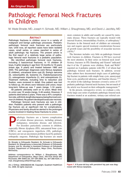 Pathologic Femoral Neck Fractures in Children