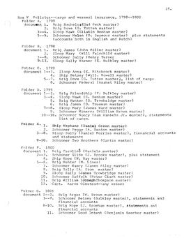 Box V Policies--Cargo and Vessesl Insurance, 1798--1802 Folder A. 1 798 Docum.-I T 1