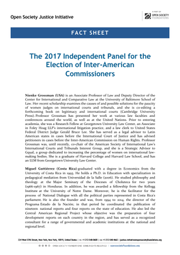 The 2017 Independent Panel for the Election of Inter-American Commissioners