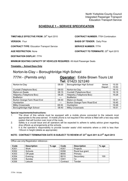 North Yorkshire County Council Integrated Passenger Transport Education Transport Service