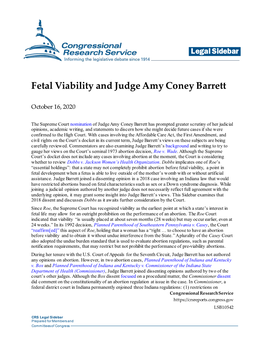 Fetal Viability and Judge Amy Coney Barrett