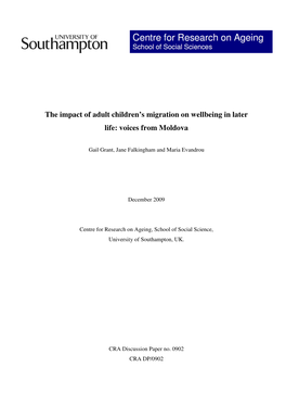 The Impact of Adult Children's Migration on Wellbeing in Later Life