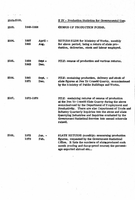 CENSUS of PRODUCTION FCRMS. 2104. 1957 1961 April