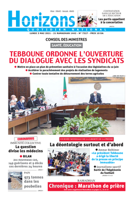 Tebboune Ordonne L'ouverture Du Dialogue