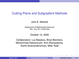 Cutting Plane and Subgradient Methods