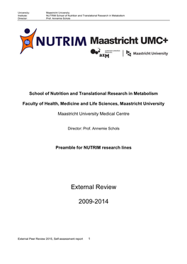 NUTRIM Self Assessment Report 2009