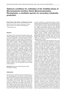 Optimum Conditions for Cultivation of the Trailliella Phase Of