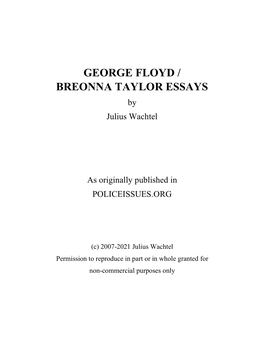 GEORGE FLOYD / BREONNA TAYLOR ESSAYS by Julius Wachtel