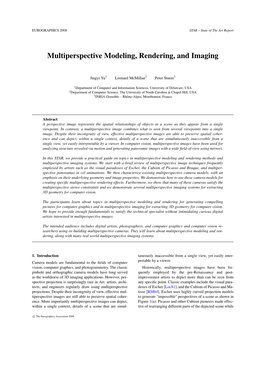 Multiperspective Modeling, Rendering, and Imaging