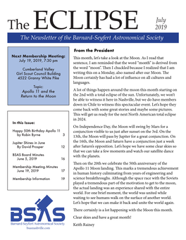 The Newsletter of the Barnard-Seyfert Astronomical Society