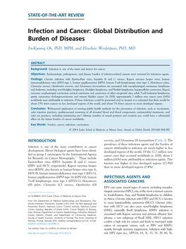 Infection and Cancer: Global Distribution and Burden of Diseases Jin-Kyoung Oh, Phd, MPH, and Elisabete Weiderpass, Phd, MD