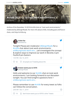 Critlib 2019-12-10: Toxic Work Environments 233 Items