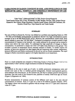 Variations in Radon Content in Soil & Dwellings in Kinsarvik Area