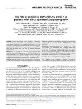 The Role of Combined SNV and CNV Burden in Patients with Distal Symmetric Polyneuropathy