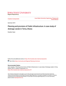 Planning and Provision of Public Infrastructure: a Case Study of Drainage Canals in Tema, Ghana