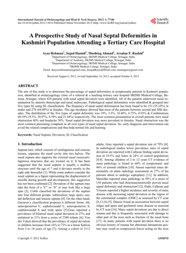 A Prospective Study of Nasal Septal Deformities in Kashmiri Population Attending a Tertiary Care Hospital