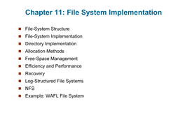 Chapter 11: File System Implementation